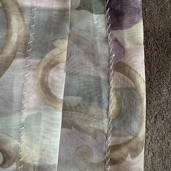 Vintage 2 pc CROSCILL Chambord Cassis Floral 60 x 216 Semi Sheer Drapery Scarf - Picture 6 of 6